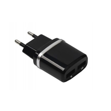 Блок питания (сетевой адаптер) HOCO C12 Smart два порта USB, 5V, 2.4A, черный