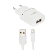 Сетевое зарядное устройство Hoco C11 Smart Dual USB (Micro Cable) Charger Set (EU) USB 1.0A, белый