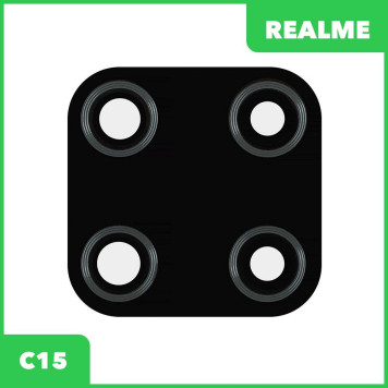 Стекло основной камеры для Realme C15, черный