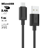 USB кабель Hoco X73 MicroUSB, 3А, 1м, силикон, черный