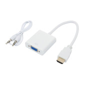 Конвертер AD28 HDMI (M) - VGA (F), белый (Vixion)