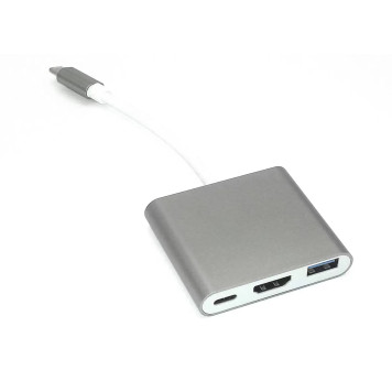 Адаптер Type-C на USB, HDMI 4K Type-С для MacBook серый