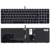 Клавиатура для ноутбука HP EliteBook 850 G3 850 G4, черная с серой рамкой и подсветкой