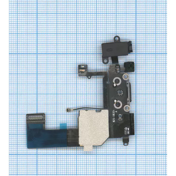 Шлейф разъема питания с аудио-разъемом для Apple iPhone 5C, черный